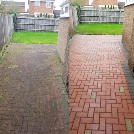 Piso antes e depois da limpeza